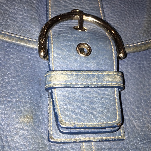 COACH dusty blue distressed hobo w/mono lining - Picture 8 of 8